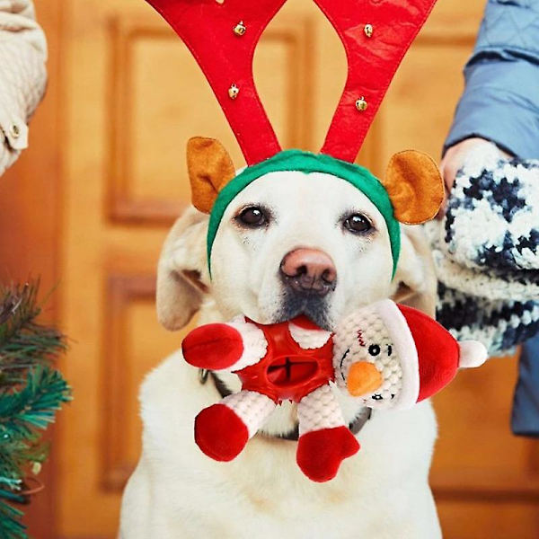 Jul Bit Ljud Söt Jultomte Älg Plyschleksak För Hund Interaktiv Elk