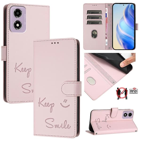 [LCS]Läderfodral kompatibelt med Motorola Moto E14 Pink