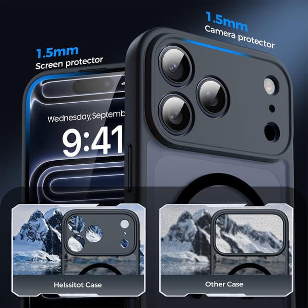 [LCS] Magnetic Case for iPhone 17 Pro Max, [15FT Military Drop Protection] Clear Matte Back Slim Shockproof Phone Case, Black