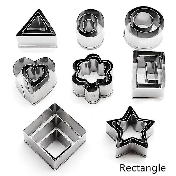 Mini Geometrisk Formet Kakekjeks Utstikker Sett 24 Stk Bakeformer i Metall