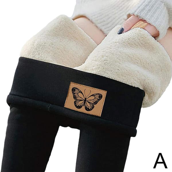 [LCS] Kvinner Vinter Tykke Leggings Bukser Fleeceforet Termisk Elastisk BLACK L