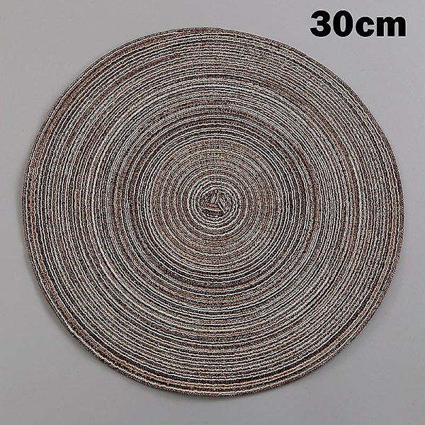 Pyöreä puuvillainen lasinalunen, lämmönkestävä ruokapöydän lautanen, matto kotitalouskäyttöön, suojaa pöytää palamiselta Brown Pad Dyeing 30cm