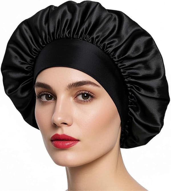 [LCS] Nathue til kvinder langt hår krøllet hår (sort) Silke Nathue Satin Nathue PCS Satin Nathue