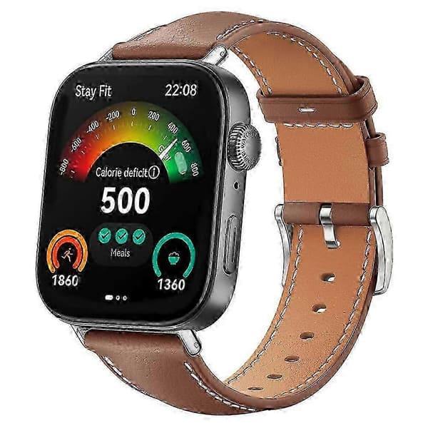 Urrem til Huawei Watch Fit 3 - Ægte slank læderrem Brown