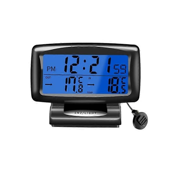 LCD nattlys bilklokke bilelektronikk innvendig og utvendig dobbeltermometer 2 i 1 svart Not Specified