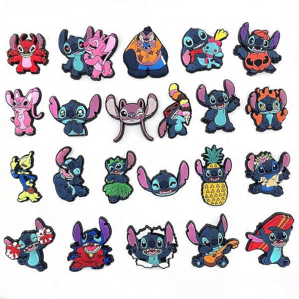 Stitch-serien Søte Crocs-tilbehør Tegneserie DIY Sko Blomst Sko Spenne Hagesko Tilbehør Spenne