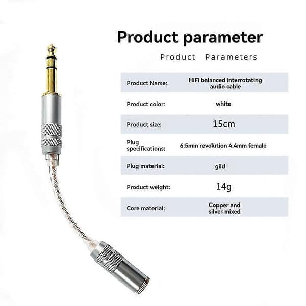 Lydadapterkabel 4,4 mm hunn til 6,35 mm hann til hunn HIFI-dekoding Lyd Stereo HiFi Balanse Co