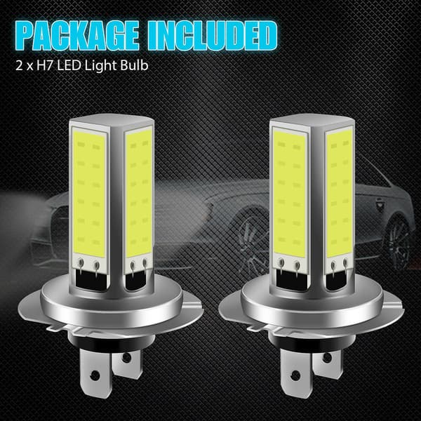 [LCS]2x H7 COB LED-strålkastarlampor Kit Helljus Halvljus 6000LM Superstarkt 6000K Vitt