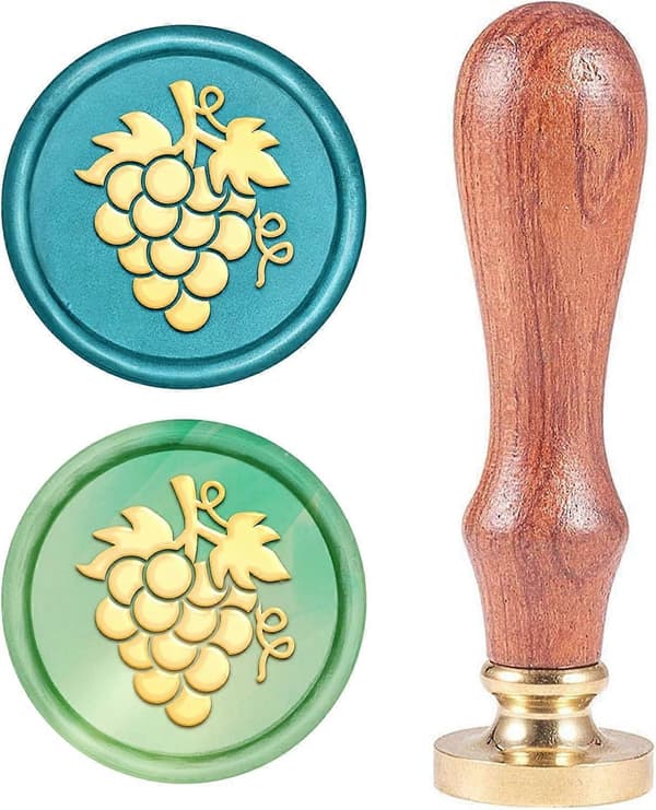 Voksseglstempel Vintage Voksseglstempler Drue Retro Tre Stempel Avtakbart Messinghode 25 mm for Bryllupskonvolutter Invitasjoner Pynt Flaskedekorasjon