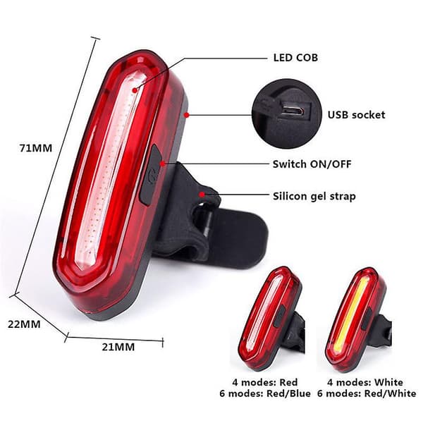 [LCS] Sykkelbaklys Vanntett Sykkelbaklys LED USB Oppladbart 7 Colors Light