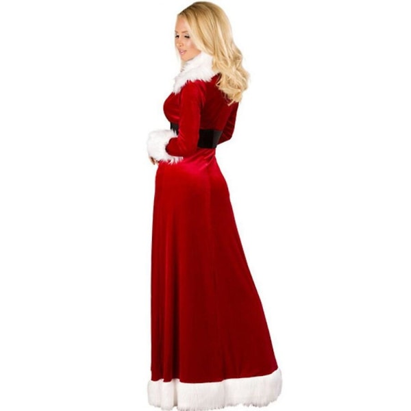 Deluxe sammet Vuxna Juldräkt Cosplay Jultomtekläder Finklänning Xmas Uniform Kostym för kvinnor Cape Robe