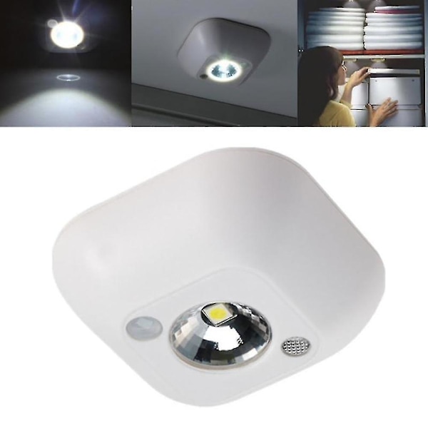 LED Sensor Nattlampa Dubbel Induktion Pir Infraröd Rörelsesensor Lampa Magnetisk White