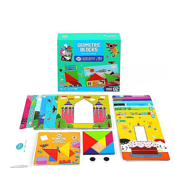 Tangram Pussel Barn Trä Mönsterblock Set type1