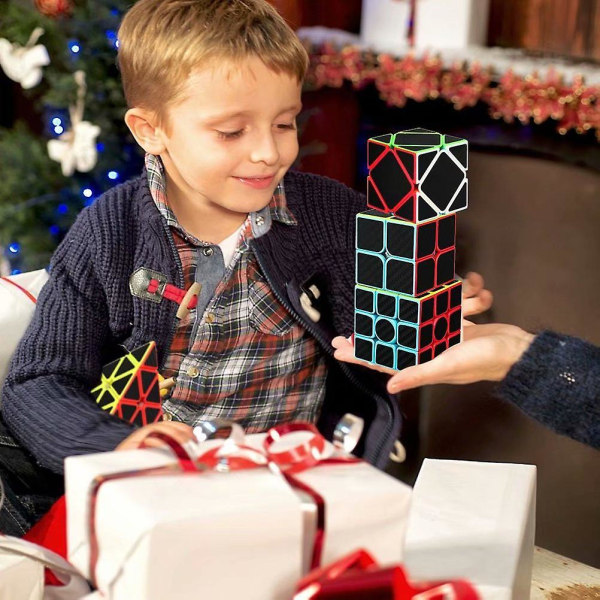 Speed Cube Paket [4 Pack] 2x2 3x3 Pyramid Oblique Höghastighets Hjärngympa Kub Magisk Kub Pussel
