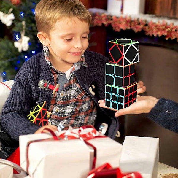 Speed Cube -paketti [4 kpl] 2x2 3x3 Pyramidi Vino Nopea Aivojumppa Kuutio Taikakuutio Palapelit