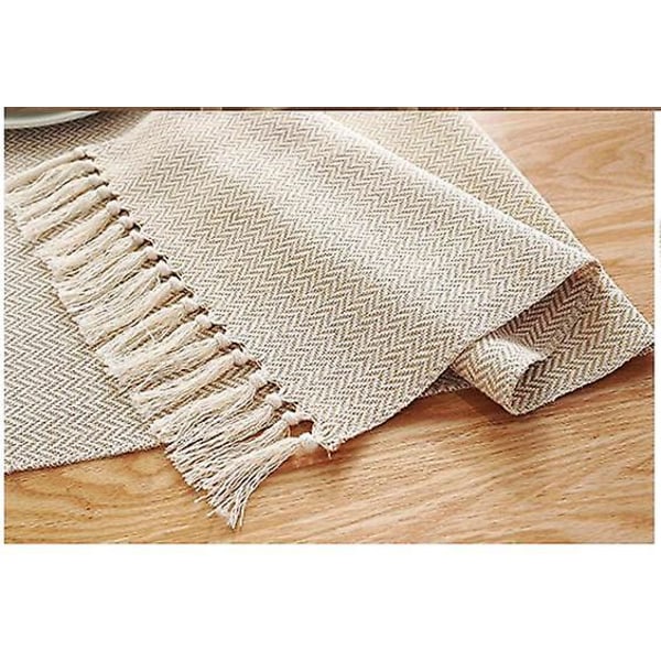 Jute Lin Burlap Rustikk Vevd Duk med Frynser for Julebord Hjemmefest Dekor
