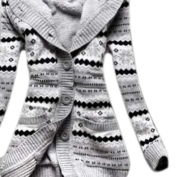 Kvinnor Vinter Tjock Huvtröja Cardigans Tröjor Fleece Varm Solid Lös Stickad Rock Långärmad S