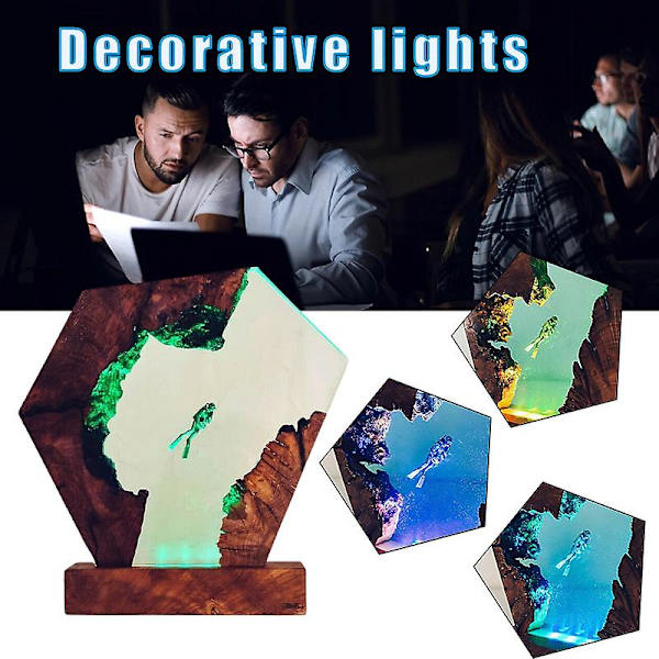 Dykkerlampe USB Skrivebordslampe Unik Hjemmeinnredning Resin Dekorativt Ornament For Kontor Fargerik Rgb