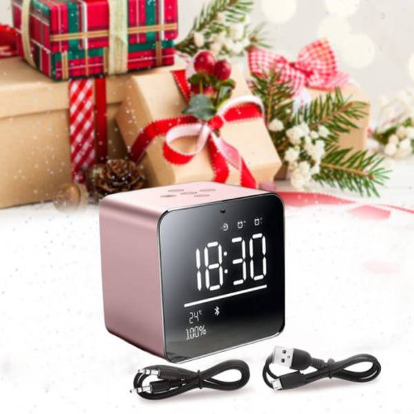 Herätyskello langattomalla Bluetooth-kaiuttimella, Kannettava Mini Squ