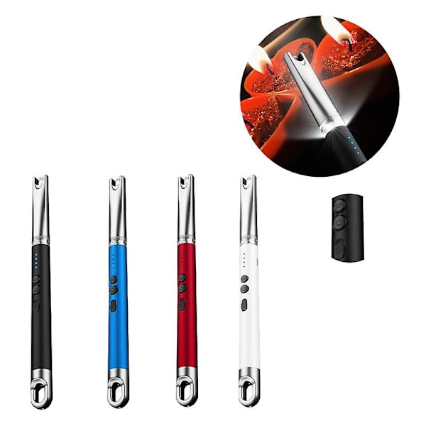 USB Lysbuelighter Elektrisk Lighter Flammeløs Lang Buelighter f Black