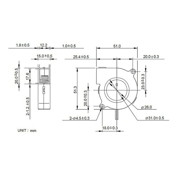 2 st Mini Kylfläkt 5015 DC 12V Radial Turbo Fläkt För 3D-skrivare