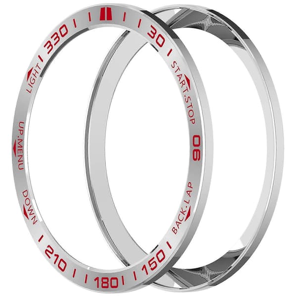 Til Garmin Fenix 8 47mm AMOLED Version Rustfrit Stål Bezel Ridsefast Beskyttelsesring Multicolor Silver+Red