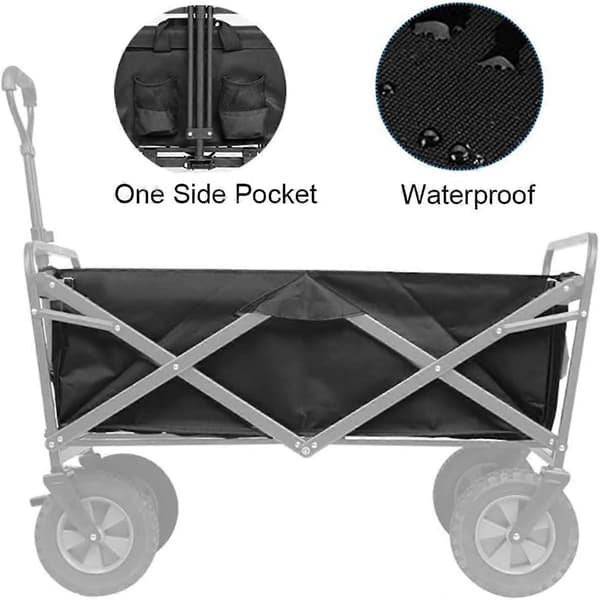 8 tums foder för vagn/campingvagn, strandvagn med stor kapacitet tygficka, ersättningstyg Black