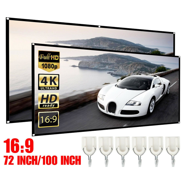72\"/100\" Manuell Projektorduk Filmduk Hemmabio 100 Inch