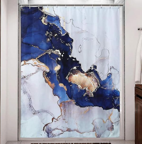 Duschdraperi i tyg Vattentätt badrumsgardin i alla storlekar Blå Blue 150*180 cm