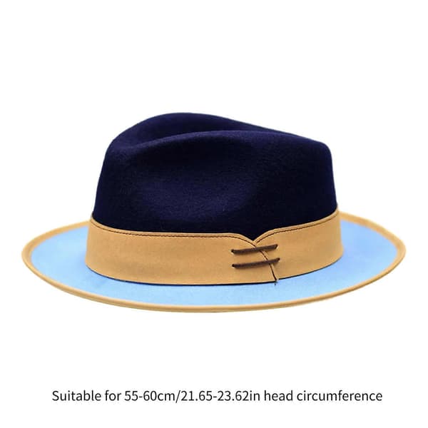 [LCS] Elegante franske stilarter uldfedora hat klassisk farveblok tophat til modeentusiaster vinter efterår patchwork H white navy