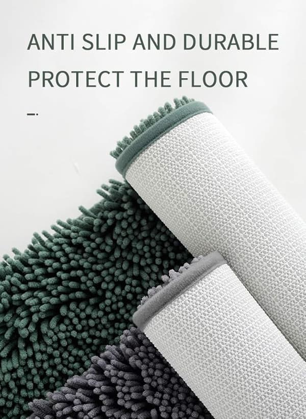 [LCS] Halkfri badrumsmatta, Chenille mikrofiber duschmatta med hög lugg, Mach