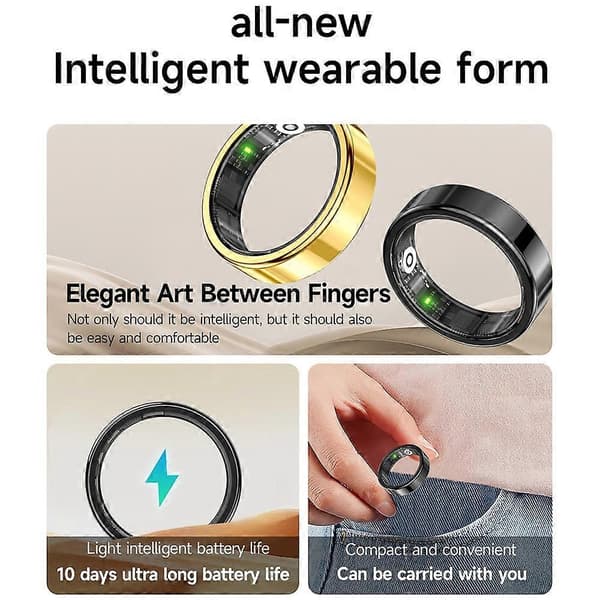 [LCS]SR09 Blodoksygen Pulsmåler Smart Ring Sports Tracker Ring med Ladeetui Multicolor Style E