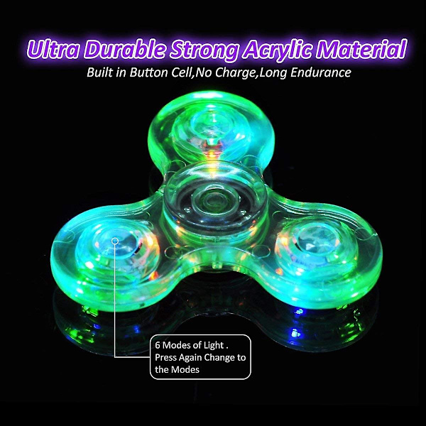 Kristall Luminous LED-ljus Fidget Spinner Hand Top Spinners Glow in Dark EDC Stress Relief Toys Gyroskop