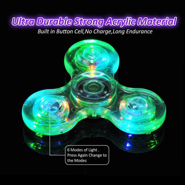 Krystall Lysende LED Lys Fidget Spinner Hånd Topp Spinners Gløder I Mørket EDC Stressavlastende Leke Gyroskop