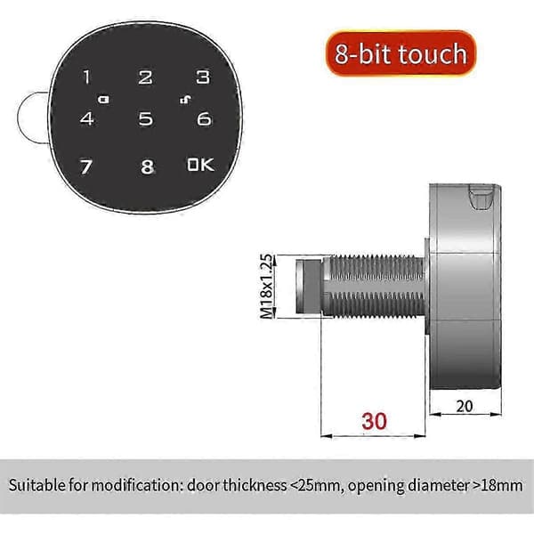 [LCS]Digital Touch Screen Adgangskodelås til Postkasseskab 30MM As Shown