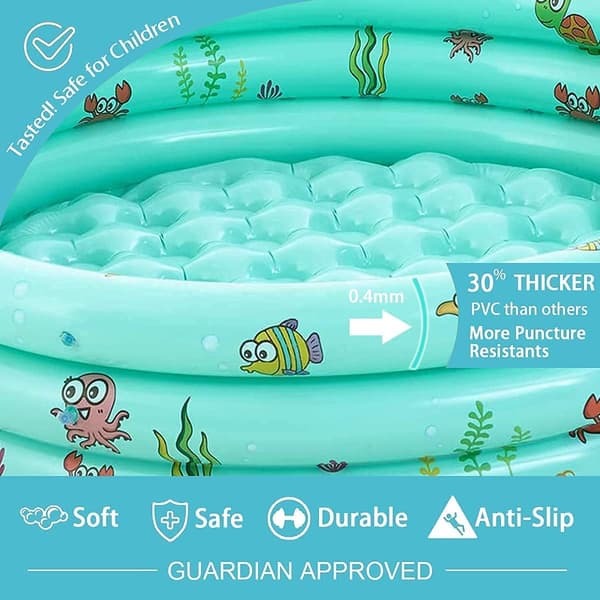 [LCS] Children's Pool, (Green) Round Inflatable Pool, 100x35cm Inflatable
