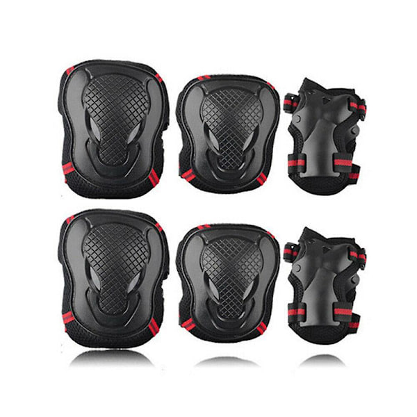 6 st SML Skyddsutrustningsset för Skridskoåkning Armbågsskydd Knäskydd Cykel Skateboard Vuxen Barn Red M