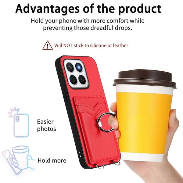 [LCS]R20 Ring Card Holder Phone Case Red For Honor X8c 4G