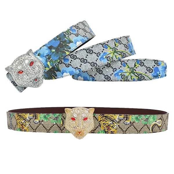 Läntinen strassi leopardikuvio kulta hopea metallisolki tiikeriprintti lehmännahka miesten vyö farkut rento housut hihna käärme kotka solki 115cm Snake Eagle buckle