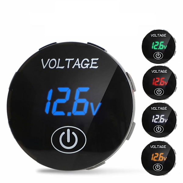Bil Voltmeter Mätare Volt Spänningsmätare Display White