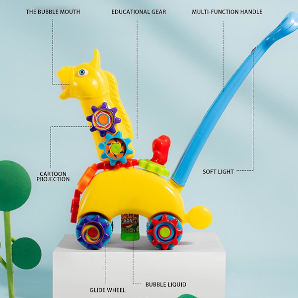 Tidig Pedagogisk Bubbel Fidget Leksaksmaskin Vagn Barn Automatisk Bubbelblåsare (Rosa)