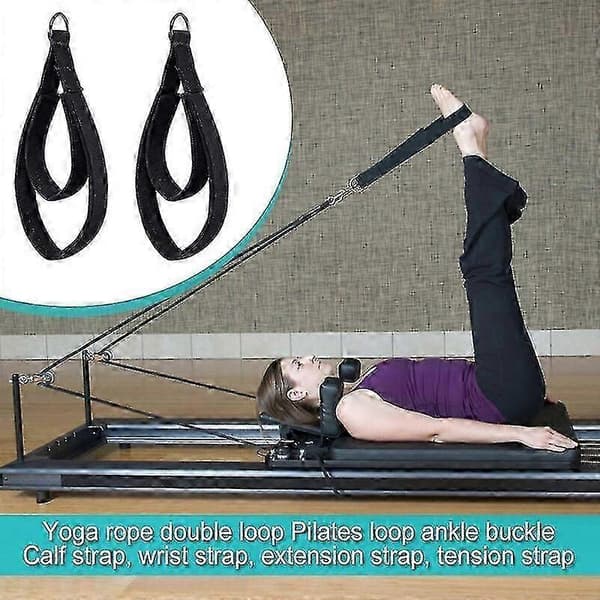 [LCS]2st Rem Elastisk Dubbelring Pilates Reformer Remmar med Justerbart Spänne Träningsremmar för /Pilates/Ballettdans & Pilatesblock