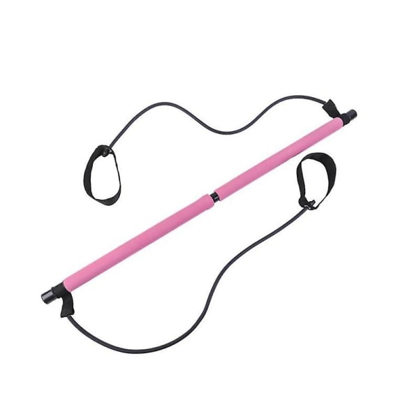 Bärbart Pilates Bar Kit Multifunktionell Yoga Fitnessutrustning Elastiskt Dragrep för Hemmabruk pink