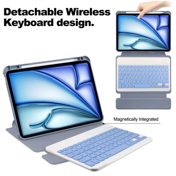 [LCS]iPad Air 13 2025/2024 Case with Transparent Rotation and Smart Leather Case with Keyboard Lavendel
