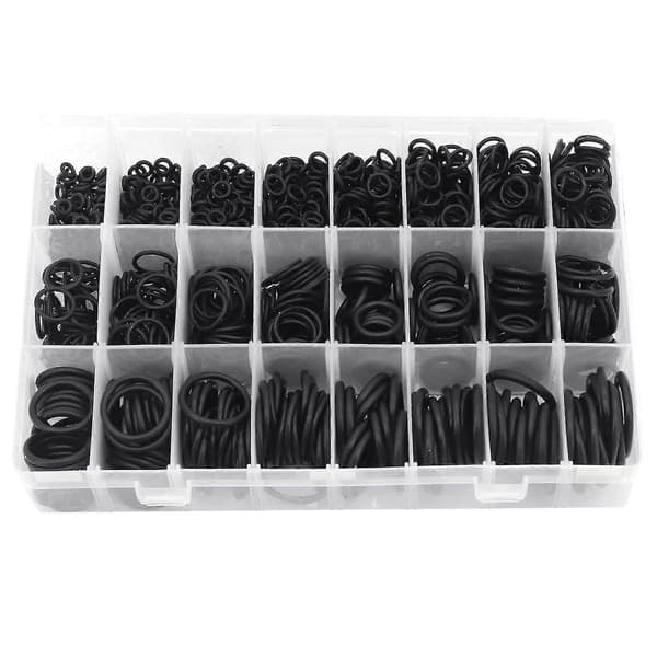 O-ring-sett, 1200 stk. 24 størrelser O-ring-sett sortiment gummipakning O-ringer