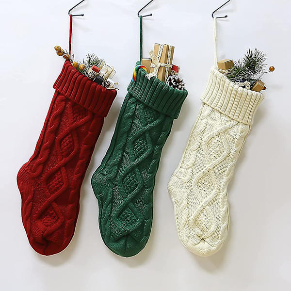 3 st Stickade Julstrumpor Jultomte Presenthållare Jul Väggdekorationer Ornament