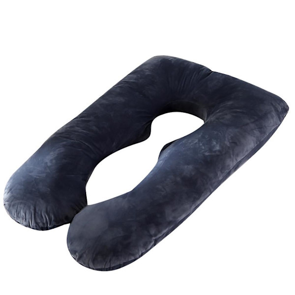 U-formet krystallfløyelpute for gravide kvinner, multifunksjonell Black 130x70cm