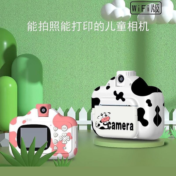 Ny Polaroid-kamera HD-kamera Leksak Tecknad digital Slr-utskriftskamera för barn Pink