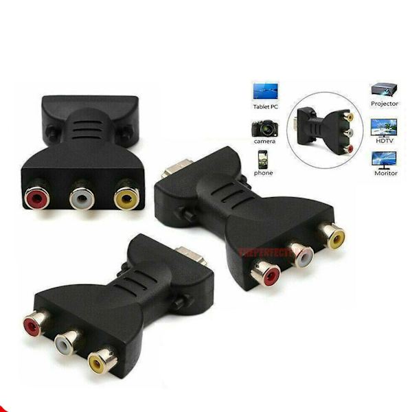 Tv- ja PC-käyttöön 1 kpl HDMI-uros - 3 RCA-naaras komposiitti AV-videoäänisovitinmuunnin
