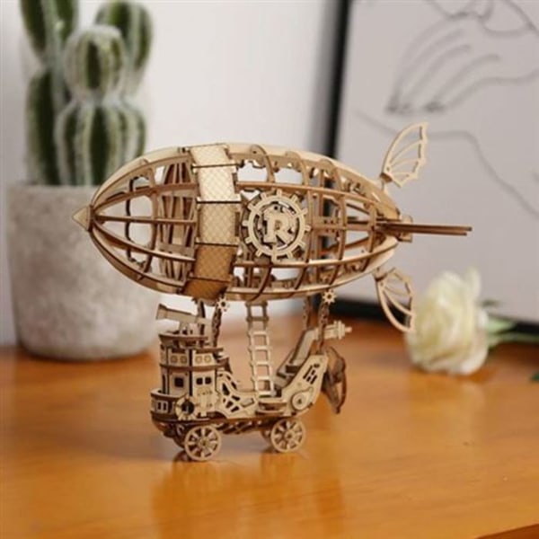 Robotime Pussel 3D Luftfartyg 18 cm naturträ 176 bitar